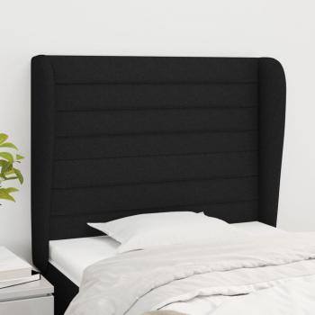 ARDEBO.de - Kopfteil mit Ohren Schwarz 93x23x118/128 cm Stoff