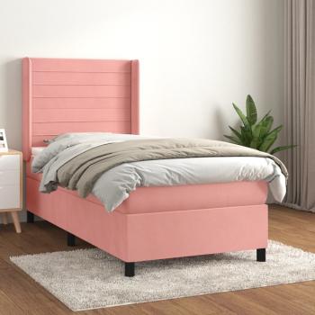 ARDEBO.de - Boxspringbett mit Matratze Rosa 100x200 cm Samt