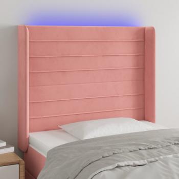 ARDEBO.de - LED Kopfteil Rosa 103x16x118/128 cm Samt