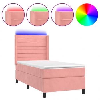 Boxspringbett mit Matratze & LED Rosa 100x200 cm Samt