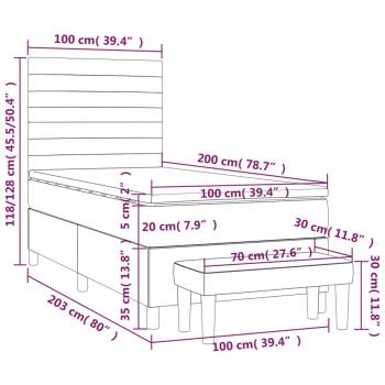 Boxspringbett mit Matratze Rosa 100x200 cm Samt