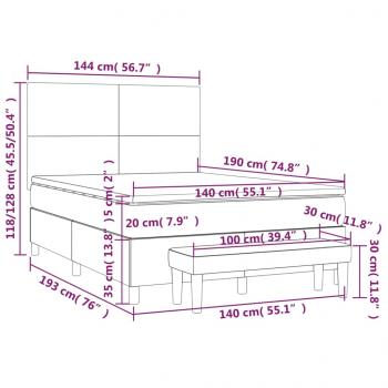 Boxspringbett mit Matratze Blau 140x190 cm Stoff