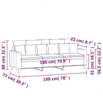 3-Sitzer-Sofa Weinrot 180 cm Stoff