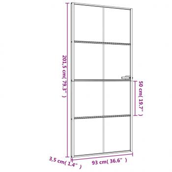 Innentür Schlank Schwarz 93x201,5 cm Hartglas & Aluminium