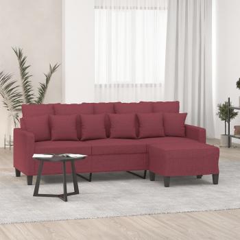 ARDEBO.de - 3-Sitzer-Sofa mit Hocker Weinrot 180 cm Stoff