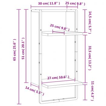 Wandregal mit Stange Sonoma-Eiche 30x25x65 cm