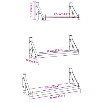 3-tlg. Wandregal-Set Braun Eichen-Optik Holzwerkstoff