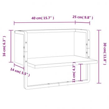 Wandregal mit Stange Schwarz 40x25x30 cm