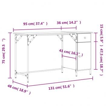 Computertisch Braun Eiche-Optik 131x48x75 cm Holzwerkstoff