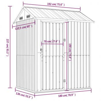 Gerätehaus Braun 192x152,5x237 cm Verzinkter Stahl