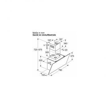 Siemens LC85KDK60 EEK: A Wandesse, 79cm breit, 550 m³/h, Ab-/Umluft, TouchControl, schwarz