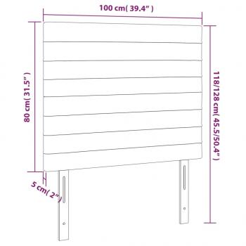 LED Kopfteil Hellgrau 100x5x118/128 cm Stoff