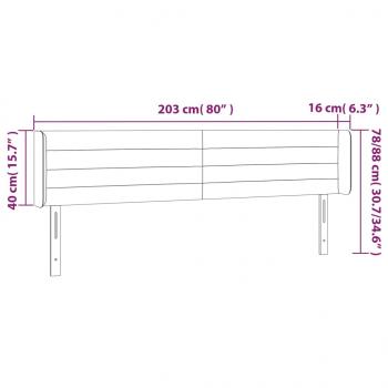 LED Kopfteil Dunkelgrau 203x16x78/88 cm Samt