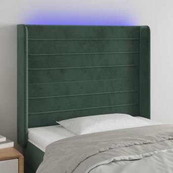 ARDEBO.de - LED Kopfteil Dunkelgrün 103x16x118/128 cm Samt