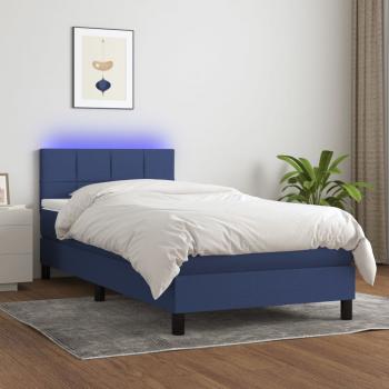 ARDEBO.de - Boxspringbett mit Matratze & LED Blau 90x200 cm Stoff