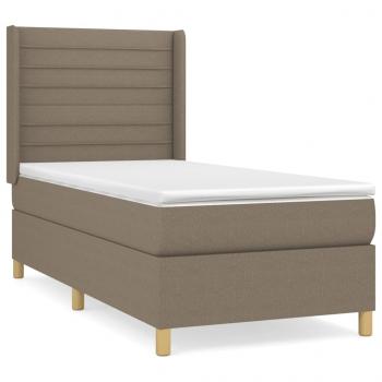 Boxspringbett mit Matratze Taupe 90x200 cm Stoff