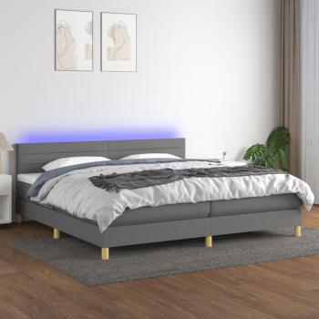 ARDEBO.de - Boxspringbett mit Matratze & LED Dunkelgrau 200x200 cm Stoff