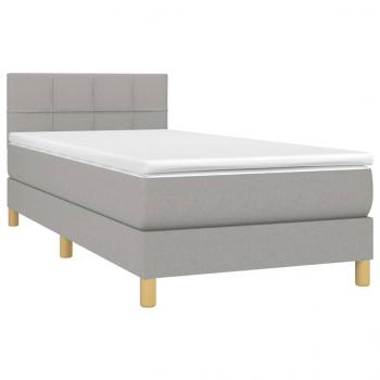 Boxspringbett mit Matratze & LED Hellgrau 90x190 cm Stoff