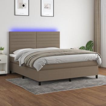 ARDEBO.de - Boxspringbett mit Matratze & LED Taupe 180x200 cm Stoff