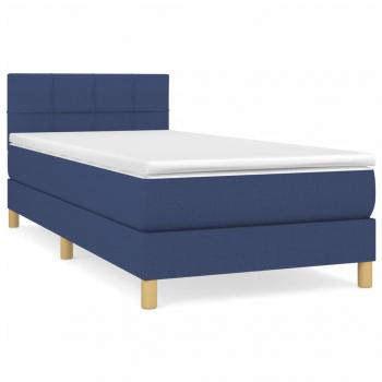 Boxspringbett mit Matratze Blau 90x200 cm Stoff