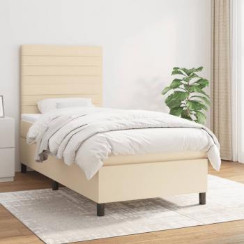 ARDEBO.de - Boxspringbett mit Matratze Creme 100x200 cm Stoff