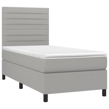 Boxspringbett mit Matratze Hellgrau 90x200 cm Stoff