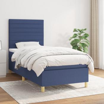 ARDEBO.de - Boxspringbett mit Matratze Blau 90x190 cm Stoff