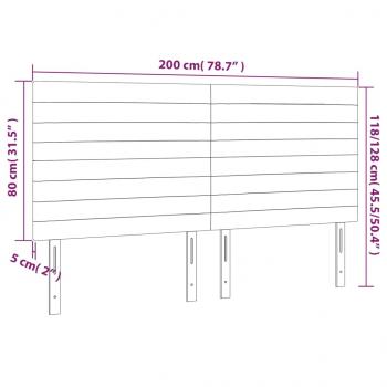 Kopfteile 4 Stk. Hellgrau 100x5x78/88 cm Stoff