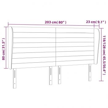 Kopfteil mit Ohren Dunkelgrau 203x23x118/128 cm Samt