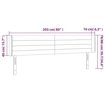 LED Kopfteil Hellgrau 203x16x78/88 cm Samt