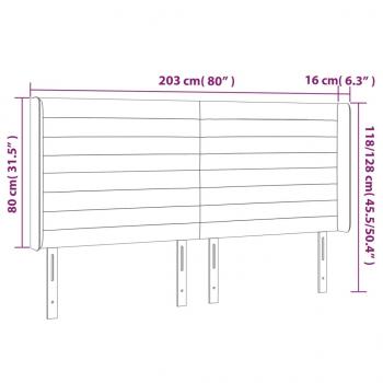 LED Kopfteil Dunkelgrau 203x16x118/128 cm Stoff