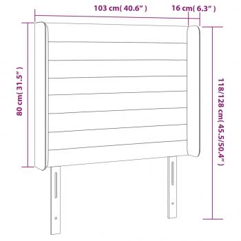 LED Kopfteil Schwarz 103x16x118/128 cm Samt