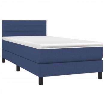 Boxspringbett mit Matratze & LED Blau 90x190 cm Stoff