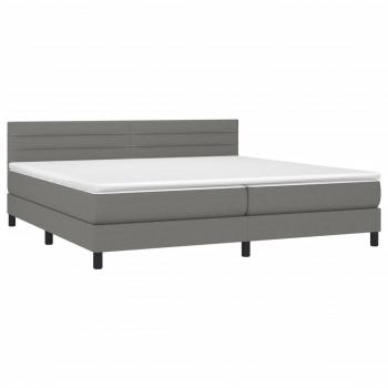 Boxspringbett mit Matratze & LED Dunkelgrau 200x200 cm Stoff