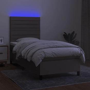 Boxspringbett mit Matratze & LED Taupe 90x200 cm Stoff