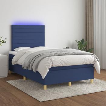 ARDEBO.de - Boxspringbett mit Matratze & LED Blau 120x200 cm Stoff