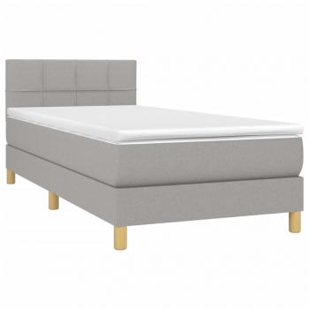 Boxspringbett mit Matratze & LED Hellgrau 80x200 cm Stoff