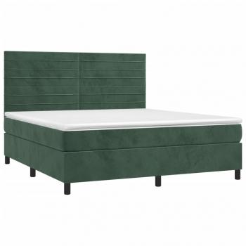 Boxspringbett mit Matratze & LED Dunkelgrün 180x200 cm Samt