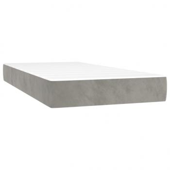 Boxspringbett mit Matratze & LED Hellgrau 90x190 cm Samt