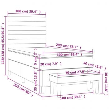 Boxspringbett mit Matratze Hellgrau 100x200 cm Samt