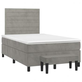 Boxspringbett mit Matratze Hellgrau 120x200 cm Samt