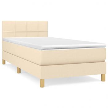 Boxspringbett mit Matratze Creme 90x200 cm Stoff