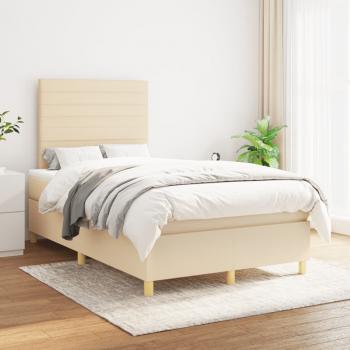 ARDEBO.de - Boxspringbett mit Matratze Creme 120x200 cm Stoff