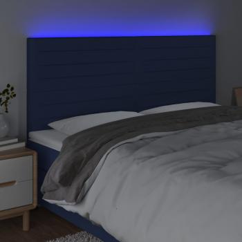 LED Kopfteil Blau 180x5x118/128 cm Stoff