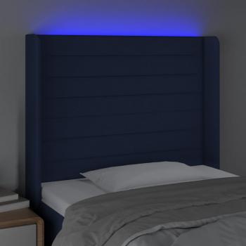 LED Kopfteil Blau 103x16x118/128 cm Stoff