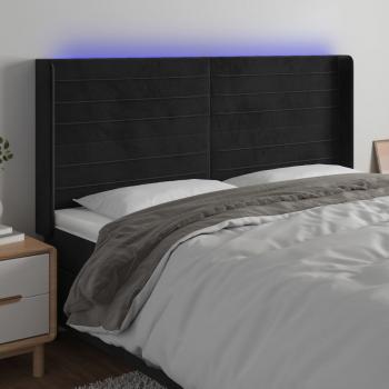 ARDEBO.de - LED Kopfteil Schwarz 203x16x118/128 cm Samt