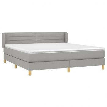 Boxspringbett mit Matratze Hellgrau 180x200 cm Stoff