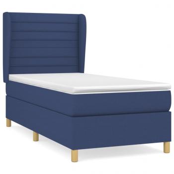 Boxspringbett mit Matratze Blau 90x190 cm Stoff