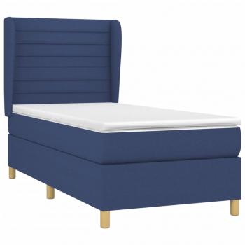 Boxspringbett mit Matratze Blau 90x190 cm Stoff