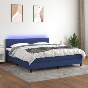 ARDEBO.de - Boxspringbett mit Matratze & LED Blau 180x200 cm Stoff